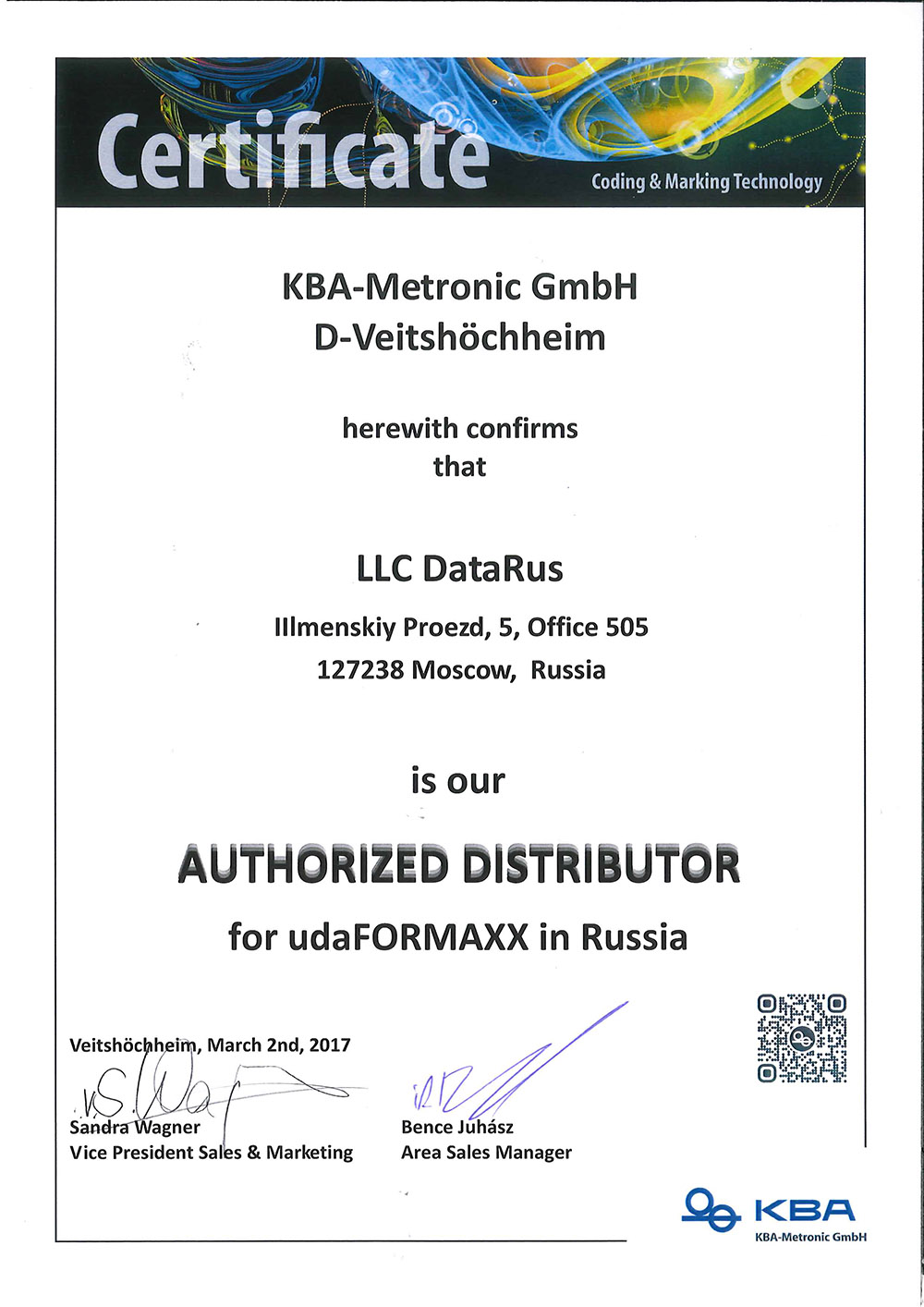 KBA certificate lines